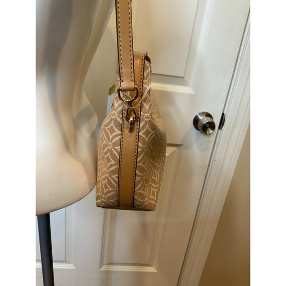 Michael Kors Tan White Logo Embroidered Ember Small Messenger Bag NWT $448 - Picture 3 of 8